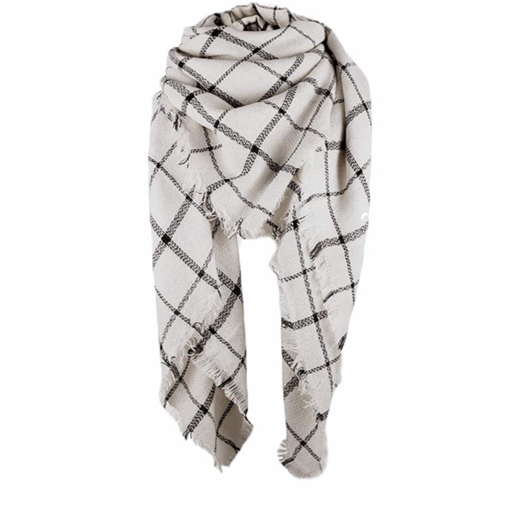 Large Classic Plaid Blanket Oversized Cozy Scarf - Picture 6 of 7